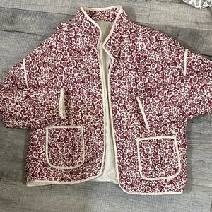 Floral Women's Jacket - Red and White